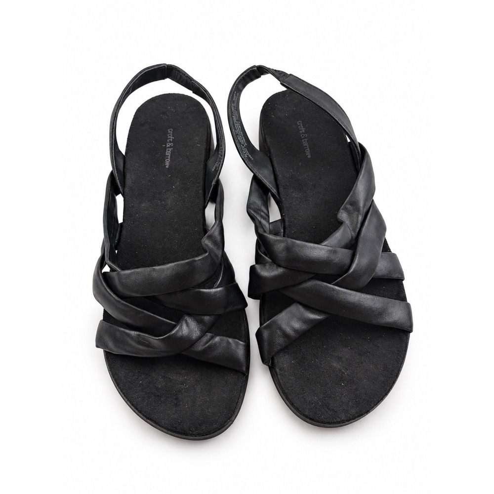 Croft & Barrow Vintage Black Leather Strappy Slingback Sandals Women's Size 8.5